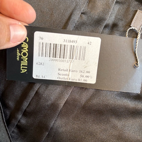 Camomilla Black Cocktail Evening Dress Sheer Long Sleeves Beaded Cuffs Wedding - Picture 7 of 12